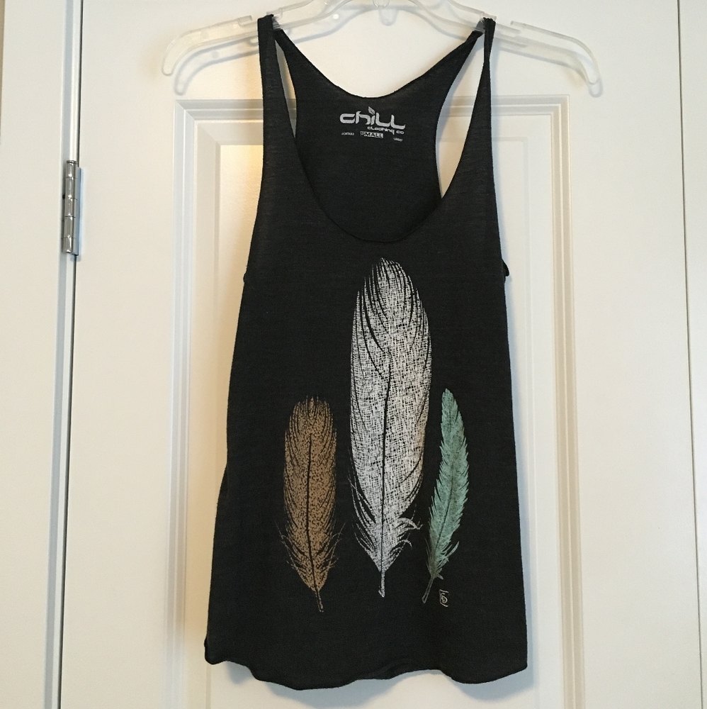 Dark heather grey feather tank top